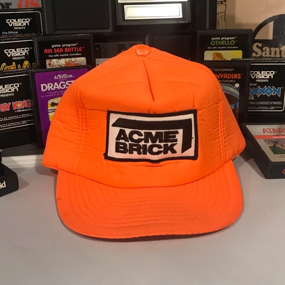 VTG Acme Brick Orange Hunting Snap Back w Patch - Picture 5 of 7